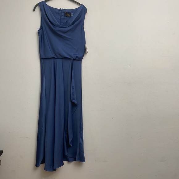 Just taylor satin silky blue scoop neck sleeveless formal dress sz 4 NWT - Picture 6 of 6